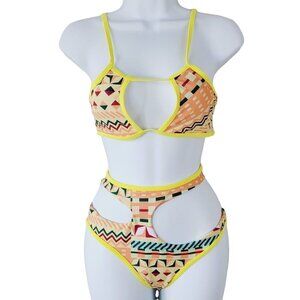 807 Lingerie Southwest Style Bikini 2 Piece Yellow Fashion Swimwear Sz Small NWT